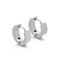Minimalistische Creolen aus Edelstahl mit einer hochglanzpolierten silbernen Oberfläche. - Geometrischer Kreis Huggie / Stahl (KE94570)