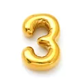 Minimalistische Goldkette aus Titanstahl mit einem polierten Anhänger in Form der Zahl 3 - Nummer 3 Stil (SP731G-3)