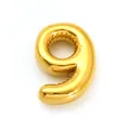 Minimalist titanium steel necklace with a polished metallic gold number 9 charm pendant - Number 9 Style (SP731G-9)