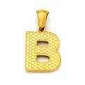 Pendente dorato in acciaio inossidabile lettera B con rilievo testurizzato su fondo bianco - Stile Alfabeto B (SP004G-B(单吊坠))