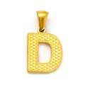 Elegante ciondolo con lettera D dorata e finitura testurizzata per collane raffinate - Stile Alfabeto D (SP004G-D(单吊坠))