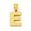 Polished gold stainless steel letter E pendant with embossed dot texture for women - Letter E Style (SP004G-E, Pendant Only (Without Chain))