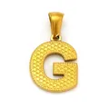 Polished gold stainless steel pendant featuring a textured capital letter G design - Letter G Style (SP004G-G (Pendant Only (Without Chain)))