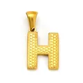 Elegant gold-plated letter H pendant with textured dotted surface and polished bail - Letter H Style (SP004G-H, Pendant Only (Without Chain))