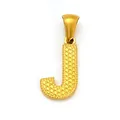 Golden stainless steel letter J pendant featuring a textured dotted embossed finish - Letter J Style (SP004G-J (Pendant Only (Without Chain)))