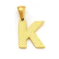 Polished gold initial K letter pendant with textured dotted surface and bail - Letter K Style (SP004G-K) Pendant Only (Without Chain)