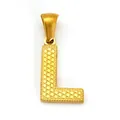 Golden stainless steel letter L pendant featuring a textured surface and beaded edge - Letter L Style (SP004G-L (Pendant Only (Without Chain)))