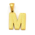 Golden letter M pendant with textured relief design on high-shine stainless steel - Letter M Style (SP004G-M, Pendant Only (Without Chain))