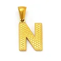 Elegant gold stainless steel letter N pendant with textured polka dot surface - Letter N Style (SP004G-N, Pendant Only (Without Chain))