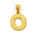 Golden letter O pendant with dotted texture and polished stainless steel finish - Letter O Style (SP004G-O, Pendant Only (Without Chain))