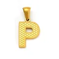 Golden letter P pendant with embossed dot texture on polished stainless steel base - Letter P Style (SP004G-P (Pendant Only (Without Chain)))