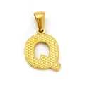 Polished golden letter Q pendant with textured circular pattern for women necklace - Letter Q Style SP004G-Q (Pendant Only (Without Chain))