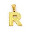 Elegant gold letter R pendant in stainless steel with textured relief for women - Letter R Style (SP004G-R (Pendant Only (Without Chain)))
