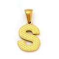 Elegant gold letter S pendant with textured dot relief and polished bail detail - Letter S Style (SP004G-S (Pendant Only (Without Chain)))