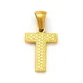 Elegant gold letter T pendant with textured dots and polished bail for necklaces - Letter T Style (SP004G-T (Pendant Only (Without Chain)))