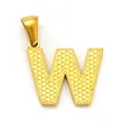 Elegant gold-plated capital letter W pendant with round embossed grain texture detail - Letter W Style (SP004G-W, Pendant Only (Without Chain))