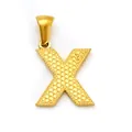 Elegant gold letter X pendant with unique hammered dot texture and wide bail for women - Letter X Style (SP004G-X (Pendant Only (Without Chain)))