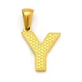 Elegant gold letter Y pendant with textured pattern and large bail for necklace - Letter Y Style (SP004G-Y - Pendant Only (Without Chain))