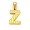 Golden letter Z pendant with embossed dot texture and polished bail on white background - Letter Z Style (SP004G-Z) (Pendant Only (Without Chain))