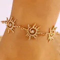 Cavigliera boho oro a spirale solare con accenti di cristallo per donne stile vintage - Cavigliera (A-1256) / Oro