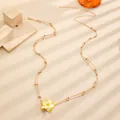 Golden chain belt for dresses with a frangipani flower pendant and small beads - Gold Double Layer Bead Floral Style (K-917)