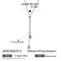 Vista dettagliata dei ciondoli a goccia in oro 18K su collana regolabile a Y da 80cm - Stile Argentato (JDN0306070-S)
