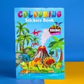 Libro de colorear de dinosaurios con pegatinas y diseño de volcán en la tapa - Dinosaurio