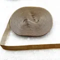 Macro detail of 1cm brown velvet ribbon with soft flocking and woven texture for DIY crafts - Ribbed Single-sided Flocking (28)
