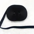 Rotolo di nastro di velluto floccato nero da 1 cm con trama tessuta orizzontale - Floccatura su un lato a coste (01) / Nero