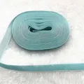 Light blue 1cm velvet ribbon with fine texture on plush white background for DIY gifts - Ribbed Single-sided Flocking (26)