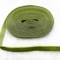 Olive green velvet ribbon roll for gift wrapping and DIY crafts, 1cm width soft texture - Ribbed Single-sided Flocking (31)