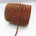 Sparkling red and gold 1cm metallic glitter velvet ribbon on spool for DIY gift wrapping - Glitter Webbing (12.)