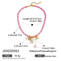 Pink braided rope necklace with colorful charms and durable gold stainless steel - Jdn0305063