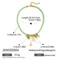 Green woven rope necklace with stainless steel charms and colorful enamel pendants - Jdn0305064