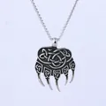 Collana con ciondolo zampa d'orso vintage punk con intricati motivi celtici - Ciondolo Zampa di Orso Color Acciaio (F0207)
