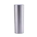 Close-up of a 20oz slim stainless steel tumbler with a clear lid and metallic finish - 20oz / Original Stainless Steel