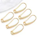 Set of 6 gold plated kidney ear hooks with 925 sterling silver pins for DIY jewelry - Smooth Ear Hook (T392)