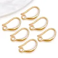 Set of 6 gold-plated copper kidney ear hooks for DIY earring jewelry making with open loops - T88-8x15mm 18k Gold-plated Copper Ear Hooks Size 30 With Excellent Color Retention.