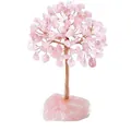 Elegant rose quartz money tree with copper wire branches and natural stone base - Rose Quartz