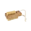 Double-sided wooden nail brush with natural sisal bristles and a white hanging rope - Acacia Wood Double-sided Sisal Rounded Corner Nail Brush X-jm-yj-zjs