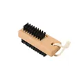 Double-sided wooden nail brush with black bristles and hanging rope on white background - Oiled Beechwood Double-sided Black Pp Rounded Corner Cord Nail Brush J-smpp-zjs-cs-h