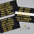 Set of 18 black and white satin bachelorette party sashes with gold foil lettering - One Size 160*9.5cm / 18-Piece Set / Black & White