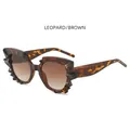 Occhiali da sole cat-eye tartarugati con bordi seghettati e lenti sfumate tè - Montatura Leopardata Lenti Sfumate Tè