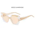 Occhiali da sole cat-eye beige con lenti color champagne per donna trendy - Montatura Bianco Crema Lente Champagne