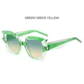 Lunettes œil de chat avec monture géométrique verte et verres dégradés jaunes - Monture Verte Verres Vert Jaune