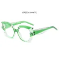 Lunettes de soleil œil de chat élégantes avec monture verte et verres blancs clairs - Monture Verte Verres Blancs