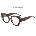 Lunettes œil de chat motif léopard avec monture irrégulière et verres transparents - Monture Demi Verres Transparents
