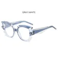 Lunettes de soleil œil de chat à monture grise translucide avec texture cristal - Monture Grise