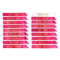 Hot pink and white satin party sashes with gold Bride Tribe and Bride to Be lettering - 18-Piece Set Rose Red Ink Printing