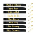Bride to Be and Bride Tribe satin sash set with gold lettering and pins for bachelorette party - 8-Piece Set Ink Printing